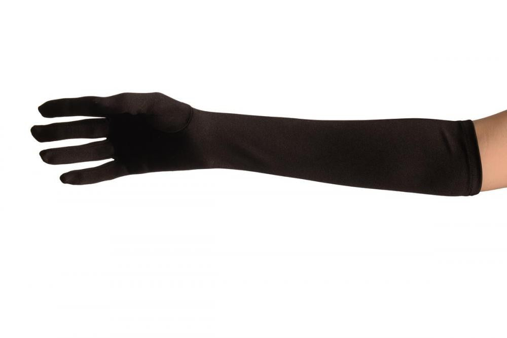 Liss Kiss Black Stretchy Satin Wedding Opera Gloves - Gloves