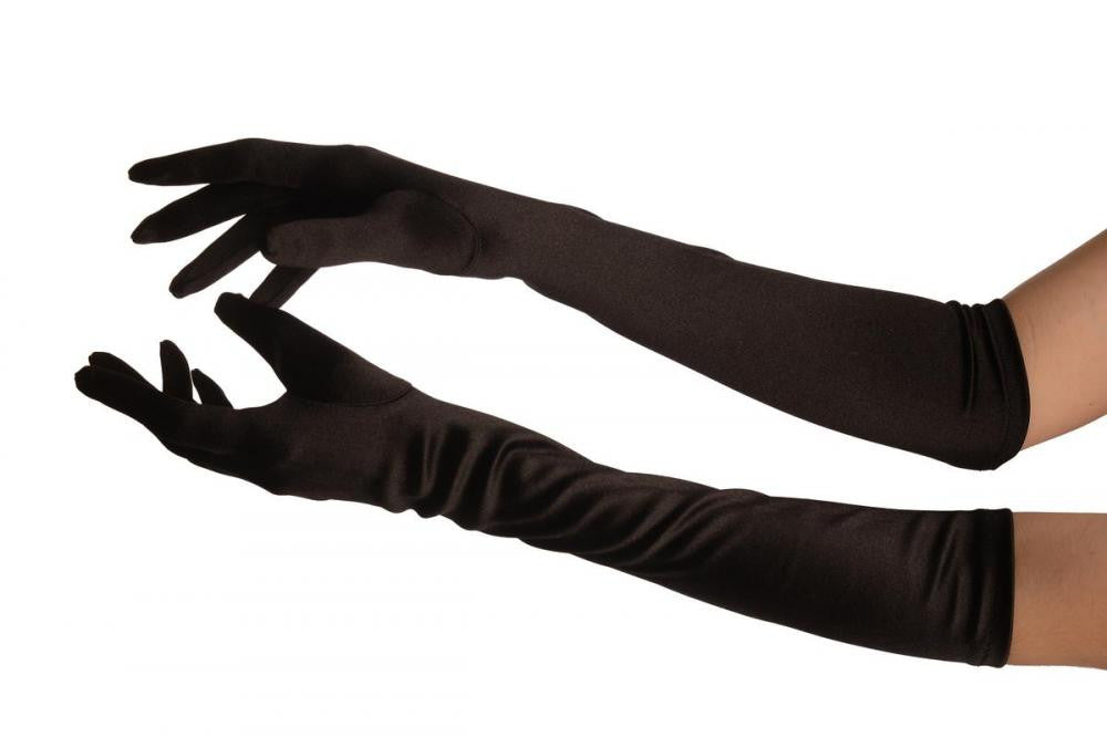 liss kiss Black Stretchy Satin Wedding Opera Gloves - Gloves