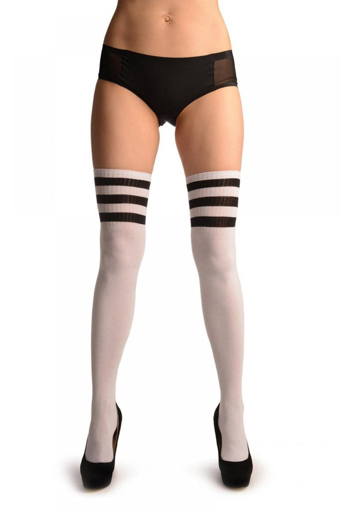 Liss Kiss Black Stripes On White (Referee) - Over The Knee Socks