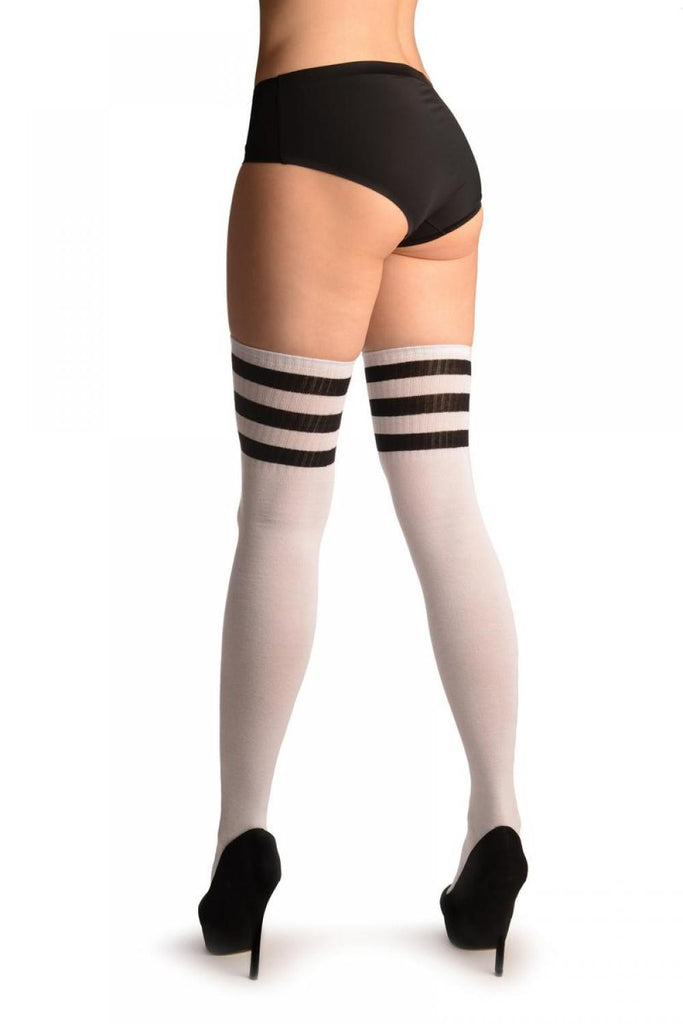 Liss Kiss Black Stripes On White (Referee) - Over The Knee Socks