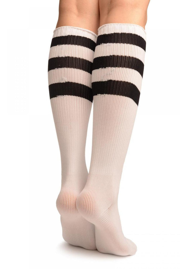 Liss Kiss Black Stripes On White (Referee) Socks Knee High - Socks