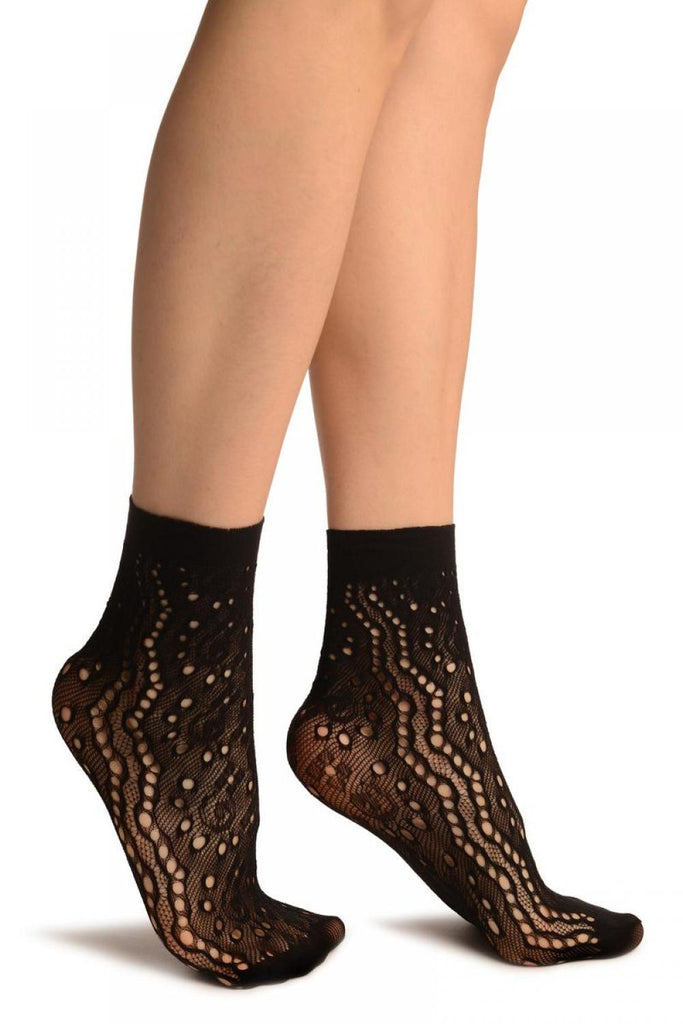 liss kiss Black Swirls & Dimonds Lace Socks Ankle High - Socks