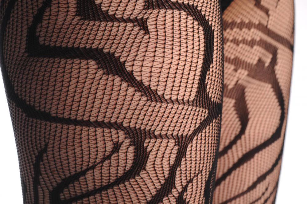 Liss Kiss Black Tiger With Lace Trim Footless Fishnet - Tights Footless