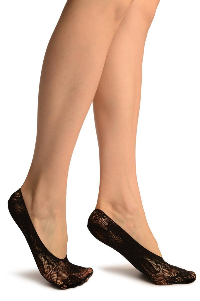 Liss Kiss Black Versailles Lace Footies - Footsies Socks