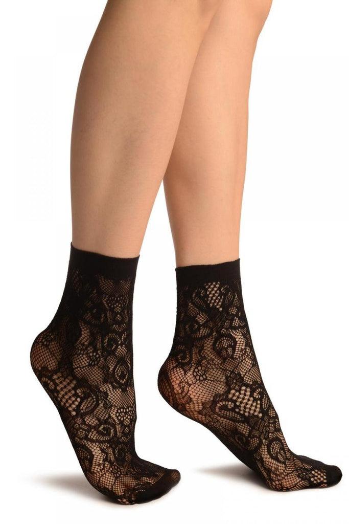 liss kiss Black Versailles Lace Socks Ankle High - Socks