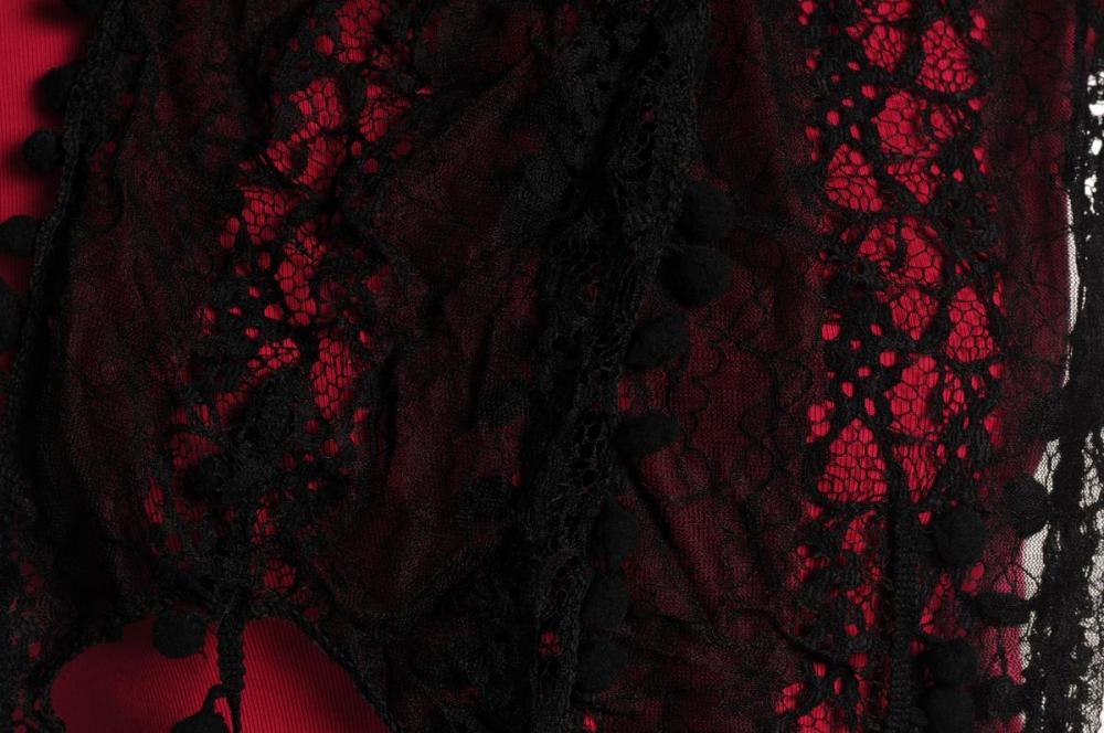 Liss Kiss Black Vintage Lace With Soft Pearls - Scarf