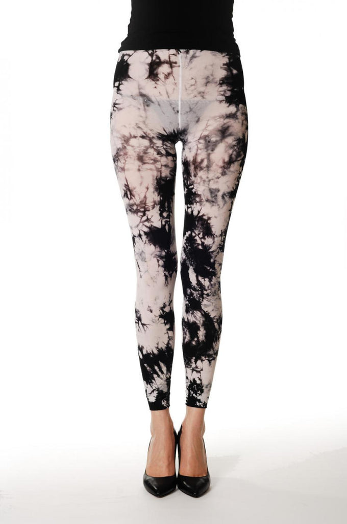 Liss Kiss Black & White Colour Splash (Tie Dye) Footless - Tights Footless