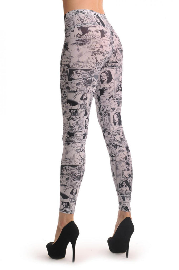 Liss Kiss Black & White Hawaii Holidays Comics Girl - Leggings