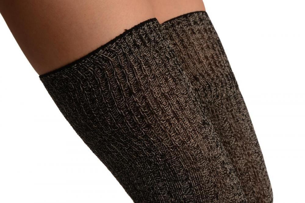 Liss Kiss Black & White Melange Extra Long - Over The Knee Socks