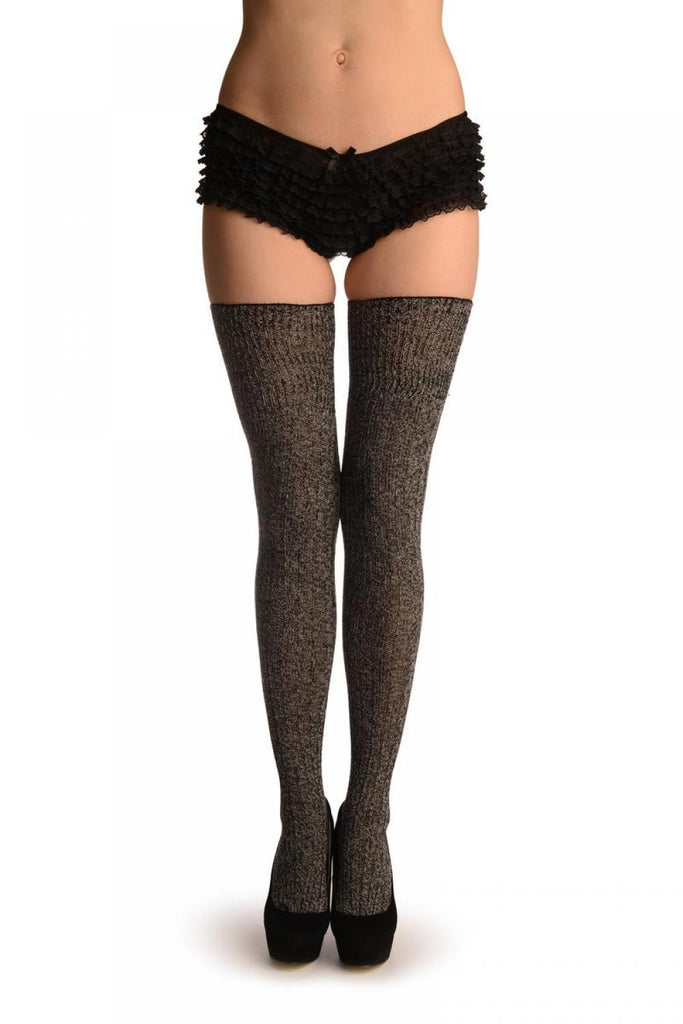 Liss Kiss Black & White Melange Extra Long - Over The Knee Socks