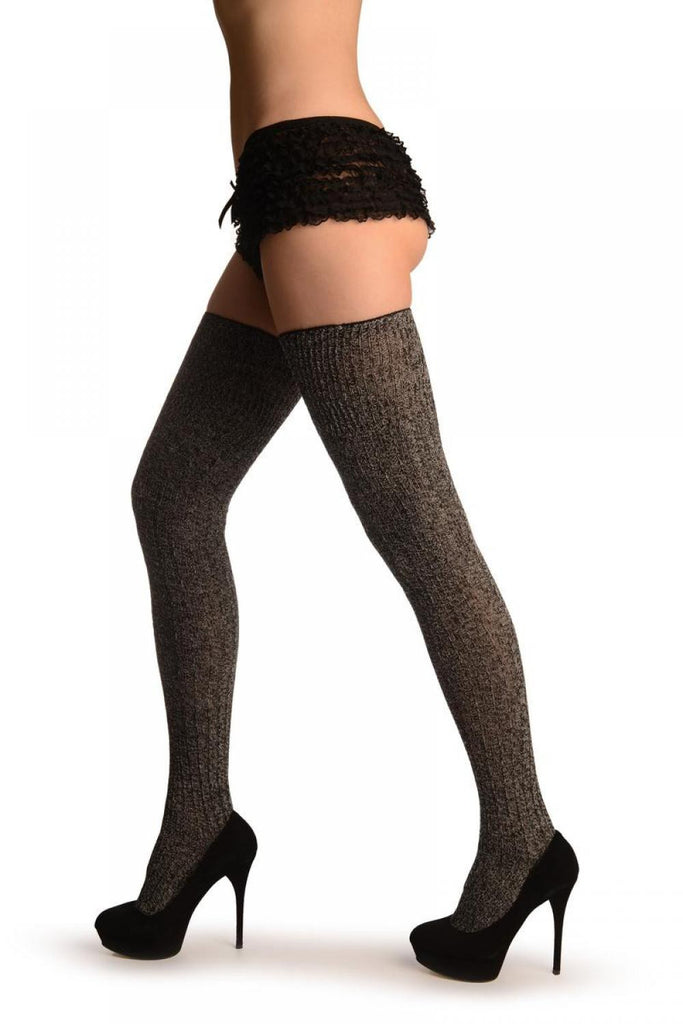 Liss Kiss Black & White Melange Extra Long - Over The Knee Socks