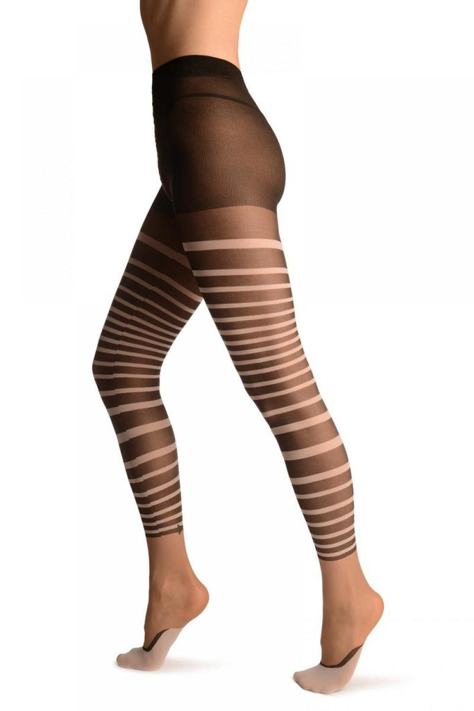 liss kiss Black & White Stripes With Faux Footsies Socks & Little Bow - Tights