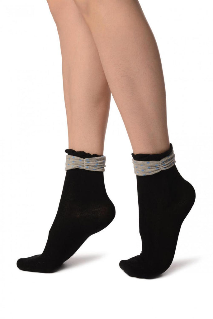 Liss Kiss Black With Around The Ankle Bow Ankle High Socks - Socks