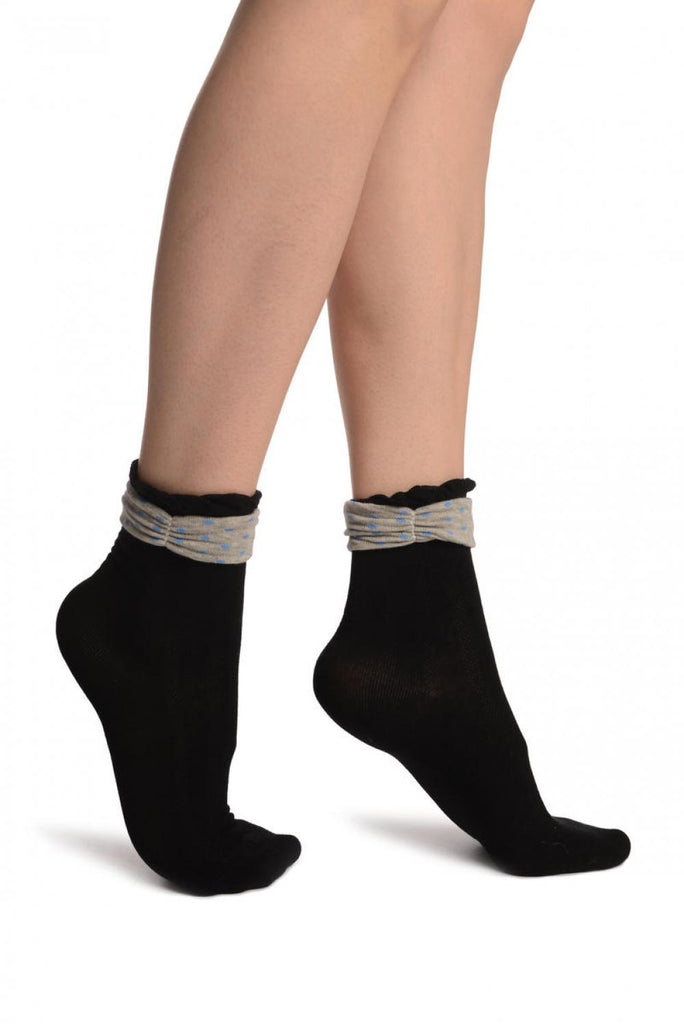 Liss Kiss Black With Around The Ankle Bow Ankle High Socks - Socks