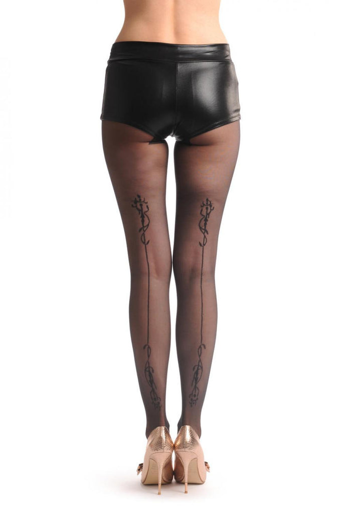 liss kiss Black With Black Elegant French Back Seam - Tights