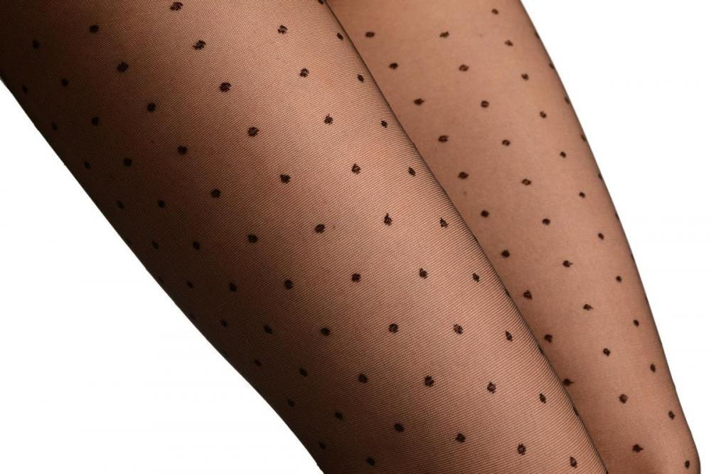 Liss Kiss Black With Black Seam & Small Polka Dots - Tights