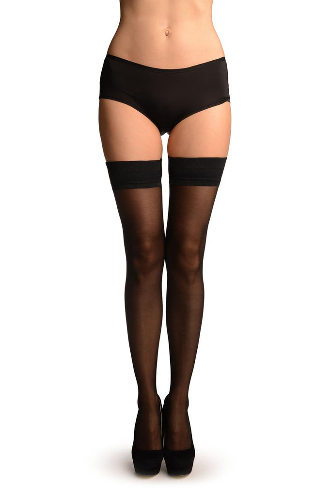 liss kiss Black With Black Silicon Top Hold Ups - Hold Ups