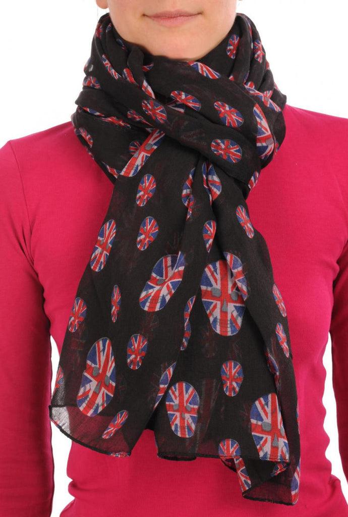 liss kiss Black With British Flag Skull Unisex Scarf & Beach Sarong - Scarf
