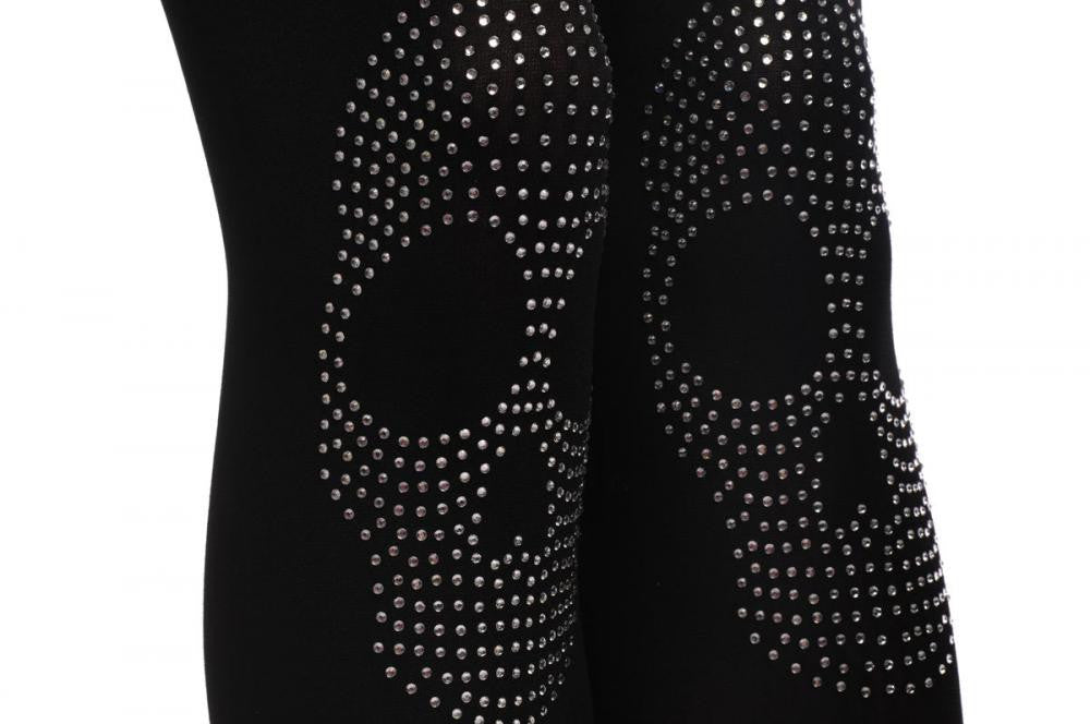 Liss Kiss Black With Diamante Crystals Skull - Tights