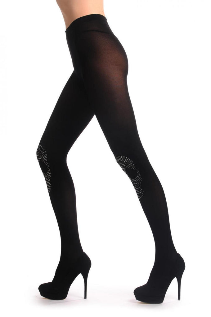 Liss Kiss Black With Diamante Crystals Skull - Tights