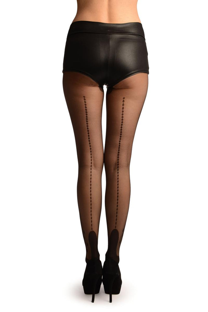 liss kiss Black With Dotted Seam & Ankles Tights - Tights