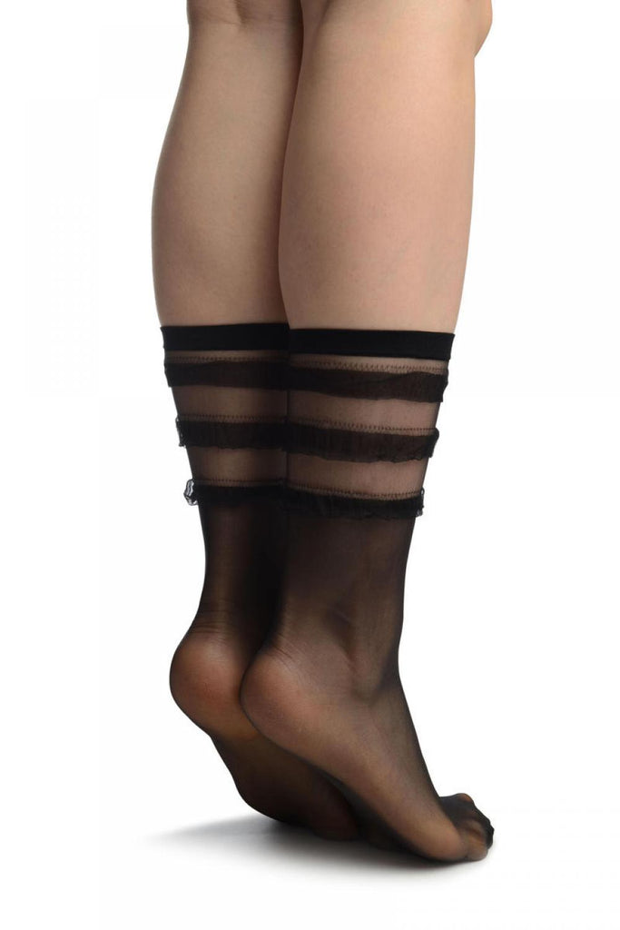 Liss Kiss Black With Elegant Frills Ankle High Socks - Socks