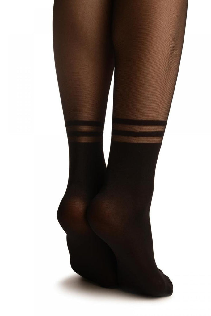 Liss Kiss Black With Faux Opaque Ankle Socks - Tights