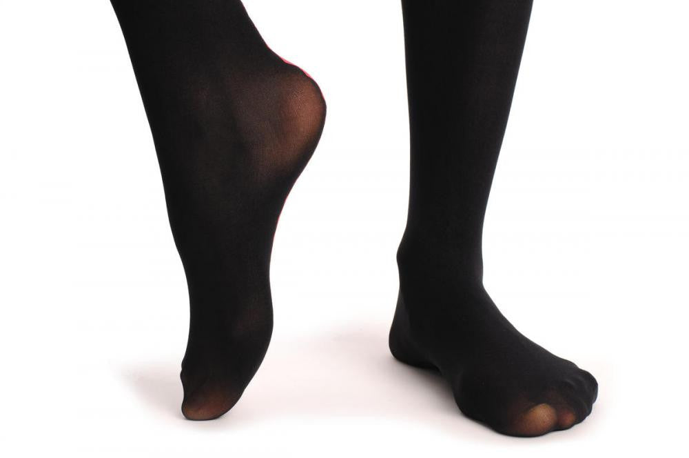 Liss Kiss Black With Faux Red Shirt Collar & Buttons Seam 80 Den - Tights