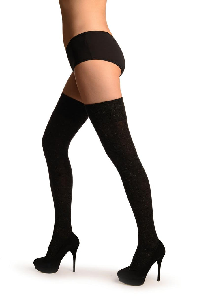 Liss Kiss Black With Gold Lurex Over The Knee Socks - Over The Knee Socks