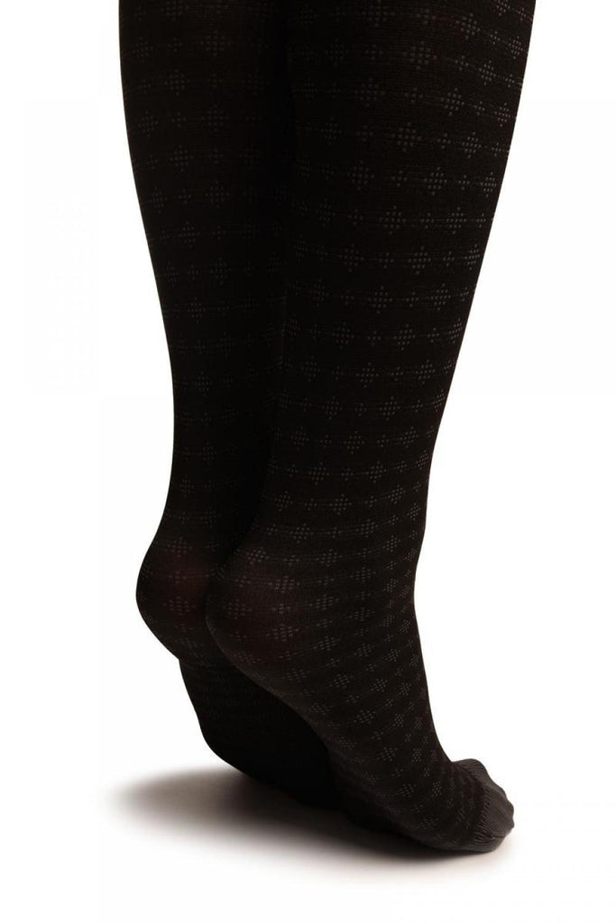 Liss Kiss Black With Grey Dotted Rhombi Tights - Tights