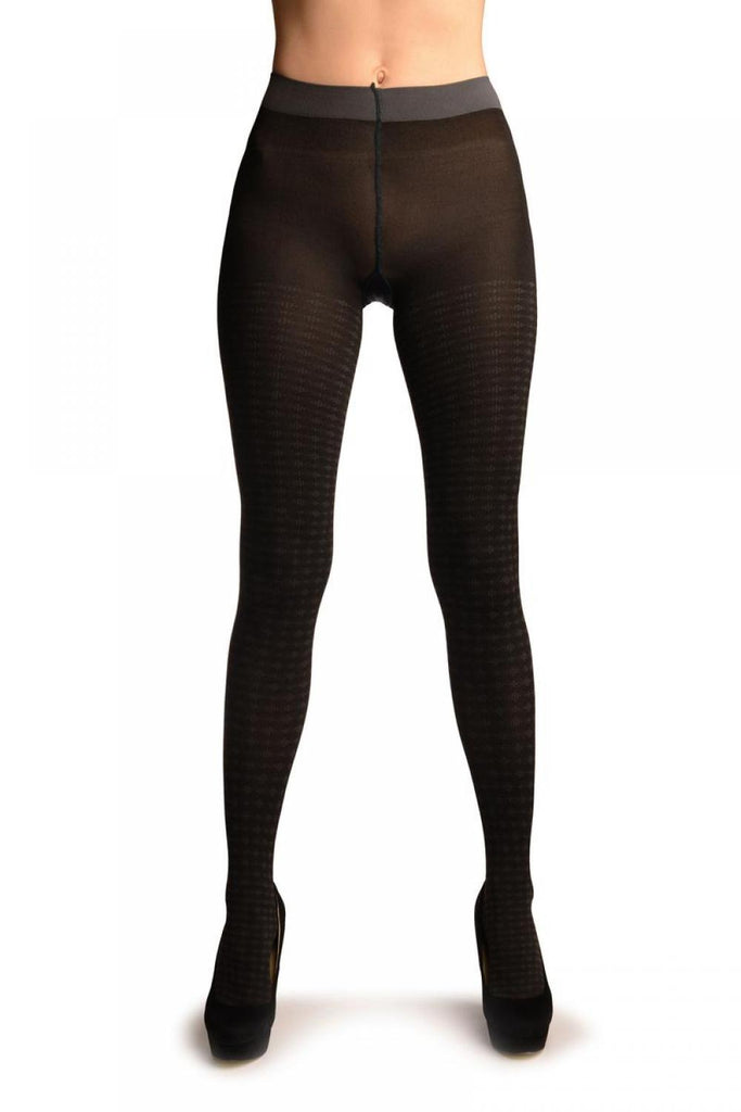 Liss Kiss Black With Grey Dotted Rhombi Tights - Tights
