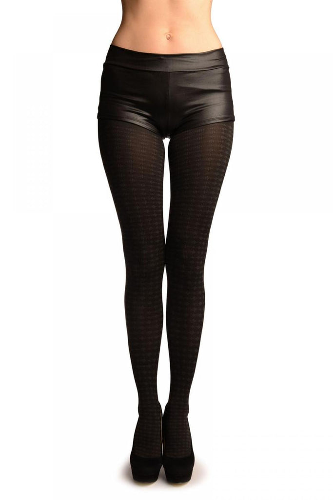 liss kiss Black With Grey Dotted Rhombi Tights - Tights