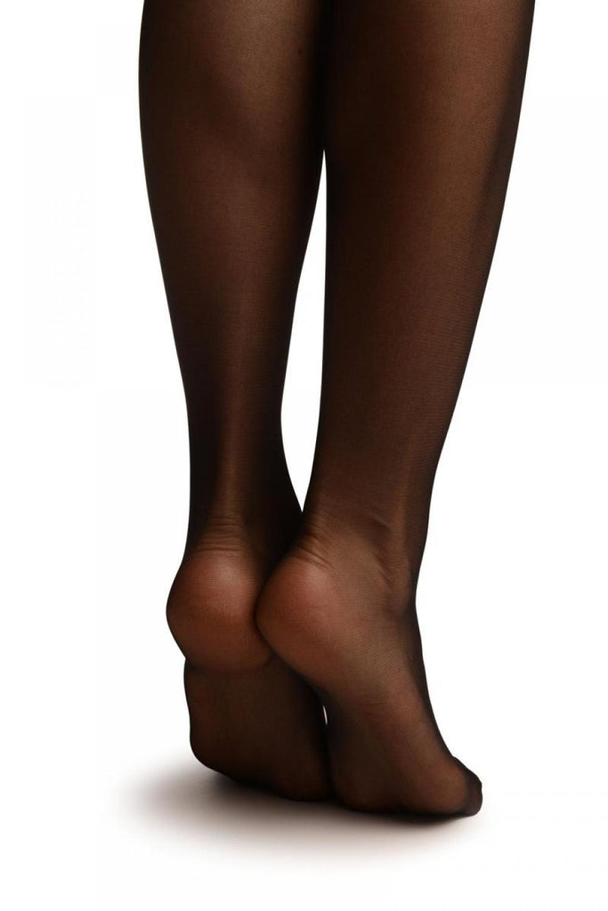 Liss Kiss Black With Grey Stripe & Black Silicon Garter - Hold Ups