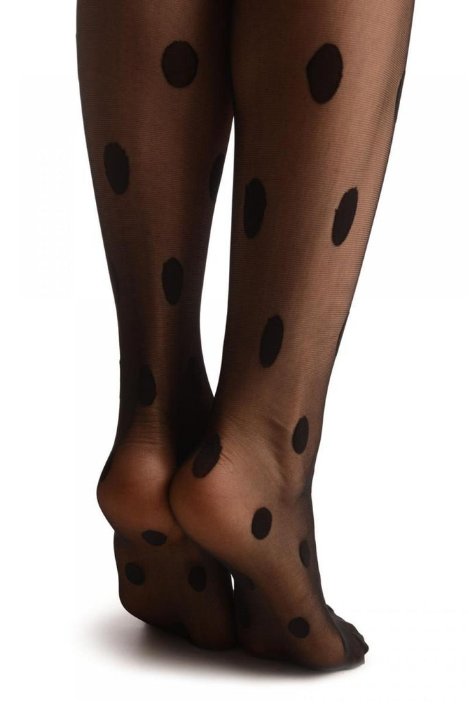 Liss Kiss Black With Large Polka Dots & Top Stripes - Tights