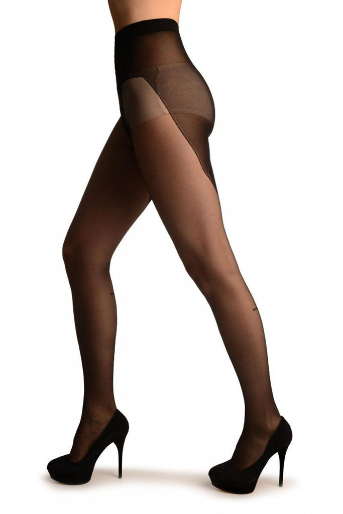 Liss Kiss Black With Love Line Back Seam And Heart Garter - Tights