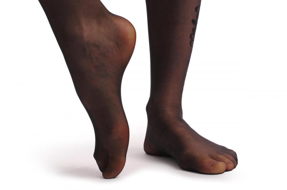 Liss Kiss Black With Mesh & Flowers On The Side & Lace Silicon Garter - Hold Ups