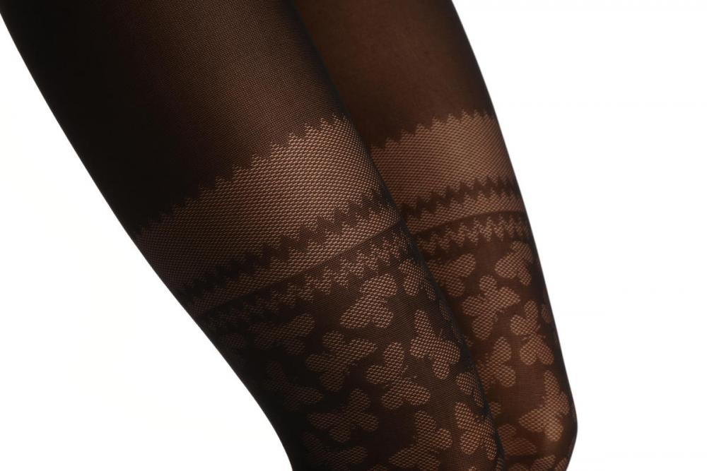 Liss Kiss Black With Micro Mesh Butterflies Faux Stockings - Tights