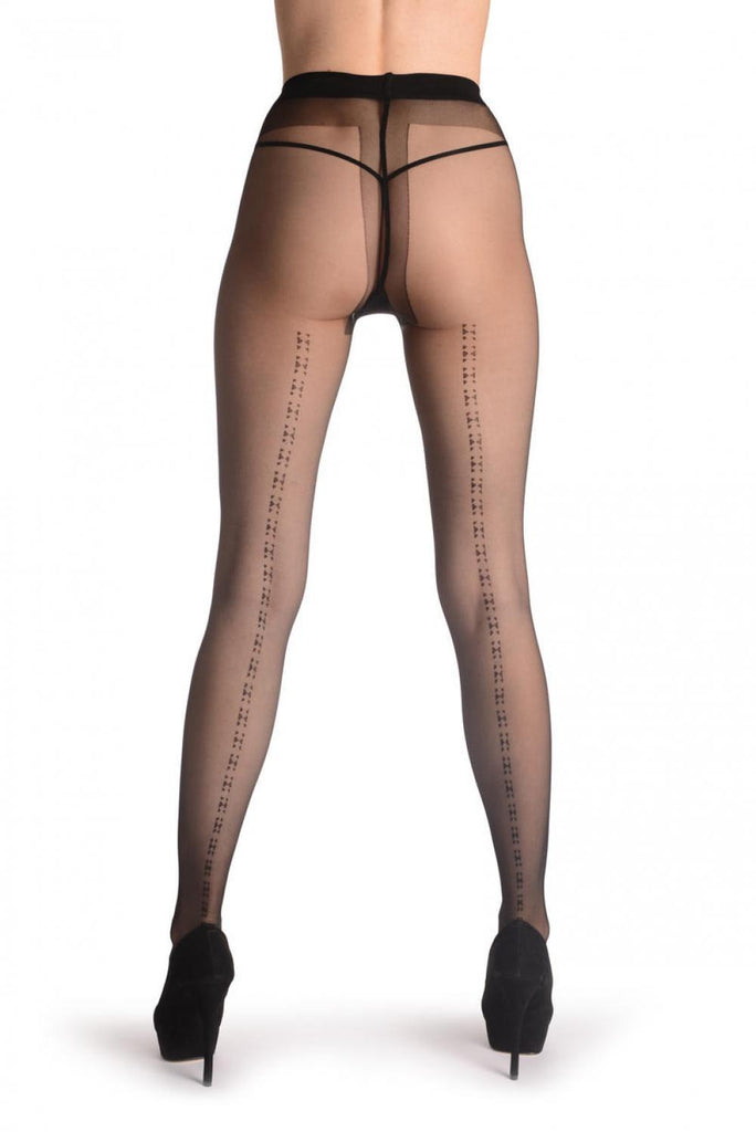 Liss Kiss Black With Mirrored Triangles Back Seam - Tights