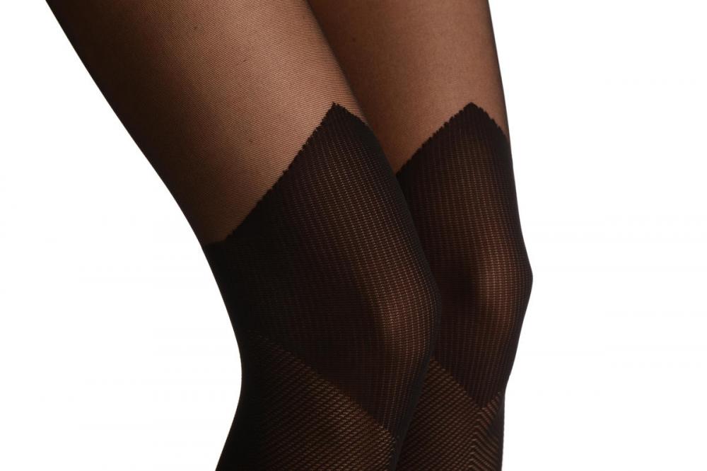 Liss Kiss Black With Non Transparent Diamond Over The Knee - Tights