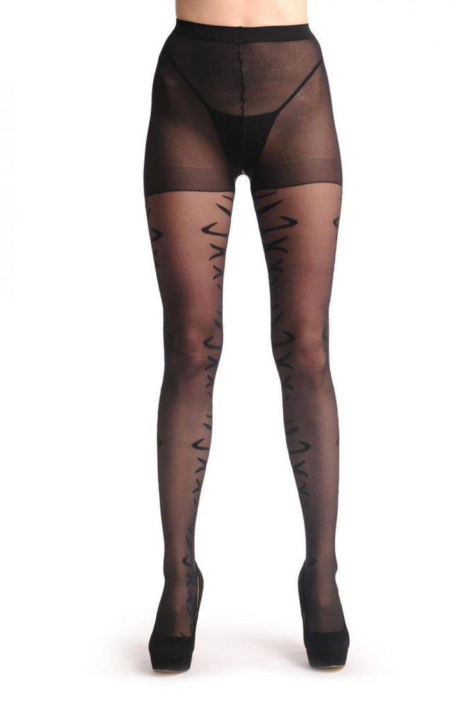 Liss Kiss Black With Opaque Fire Flame From The Back - Tights