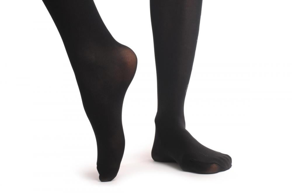 Liss Kiss Black With Opaque Grey Climbing Leaves On The Side 40 Den - Tights