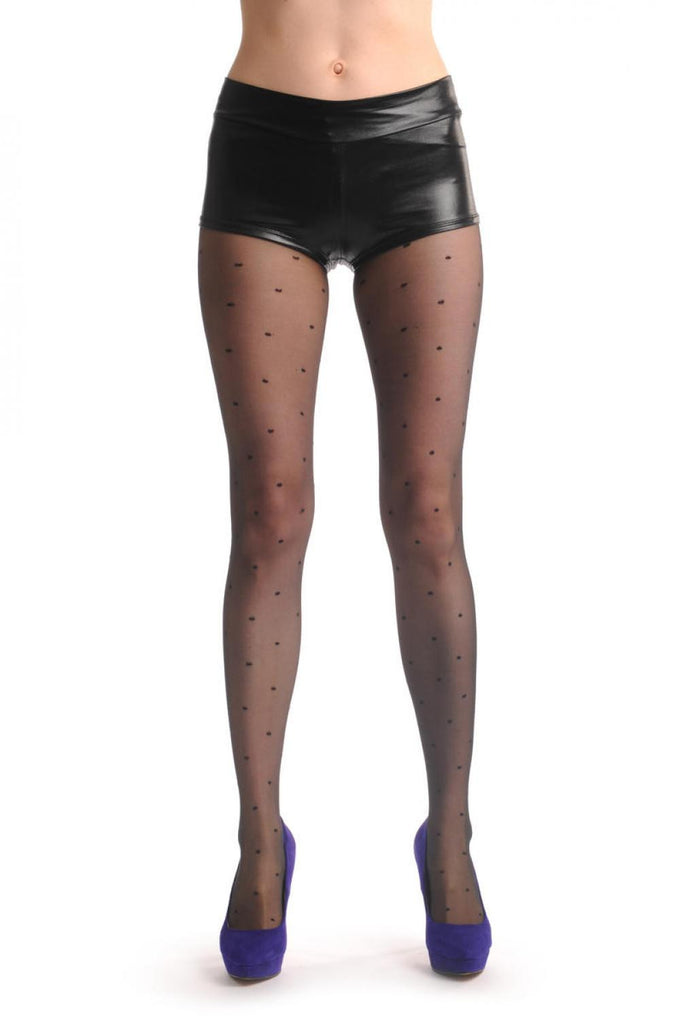 Liss Kiss Black With Opaque Small Polka Dots - Tights