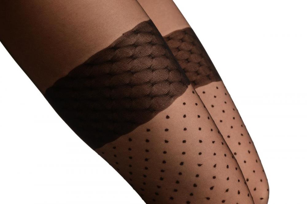 Liss Kiss Black With Polka Dots Faux Stockings - Tights