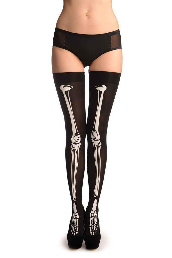 liss kiss Black With Printed Skeleton Bones (Halloween) - Stockings