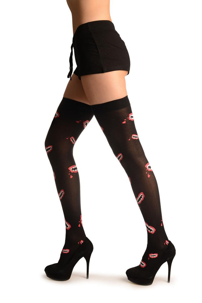 Liss Kiss Black With Printed Vampire Kiss (Halloween) - Hold Ups