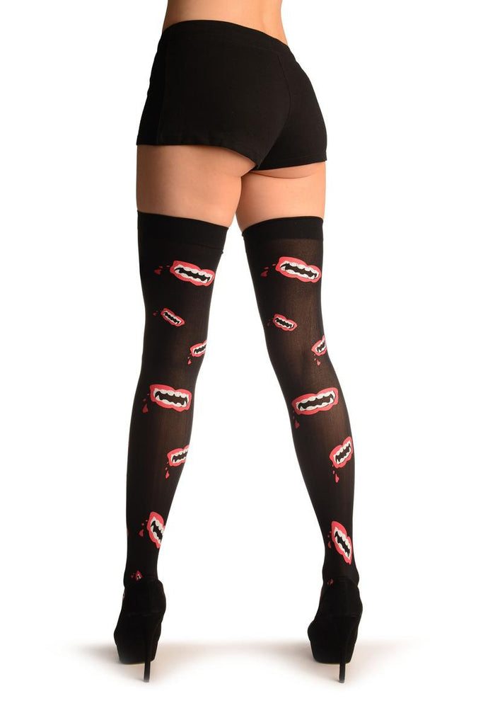 Liss Kiss Black With Printed Vampire Kiss (Halloween) - Hold Ups
