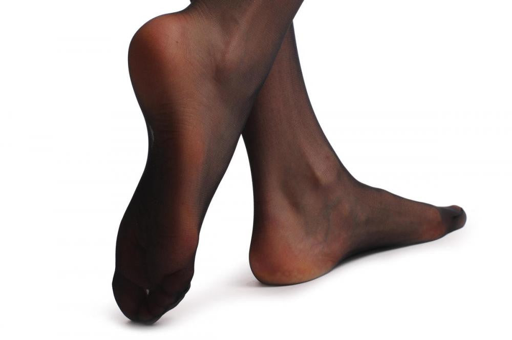 Liss Kiss Black With Red Roses At The Top & Black Silicon Garter - Hold Ups