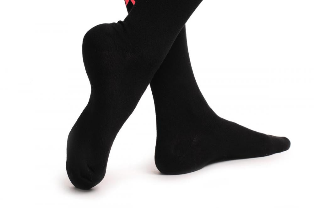 Liss Kiss Black With Red Satin Bows At The Back - Over The Knee Socks