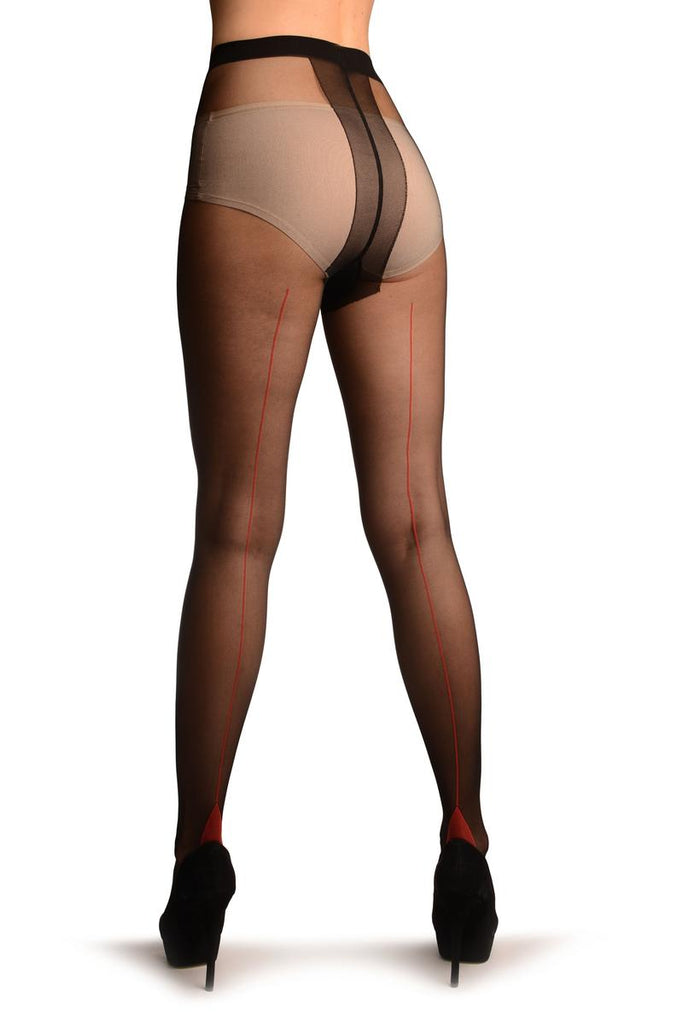 liss kiss Black With Red Seam And Cuban Heel - Tights