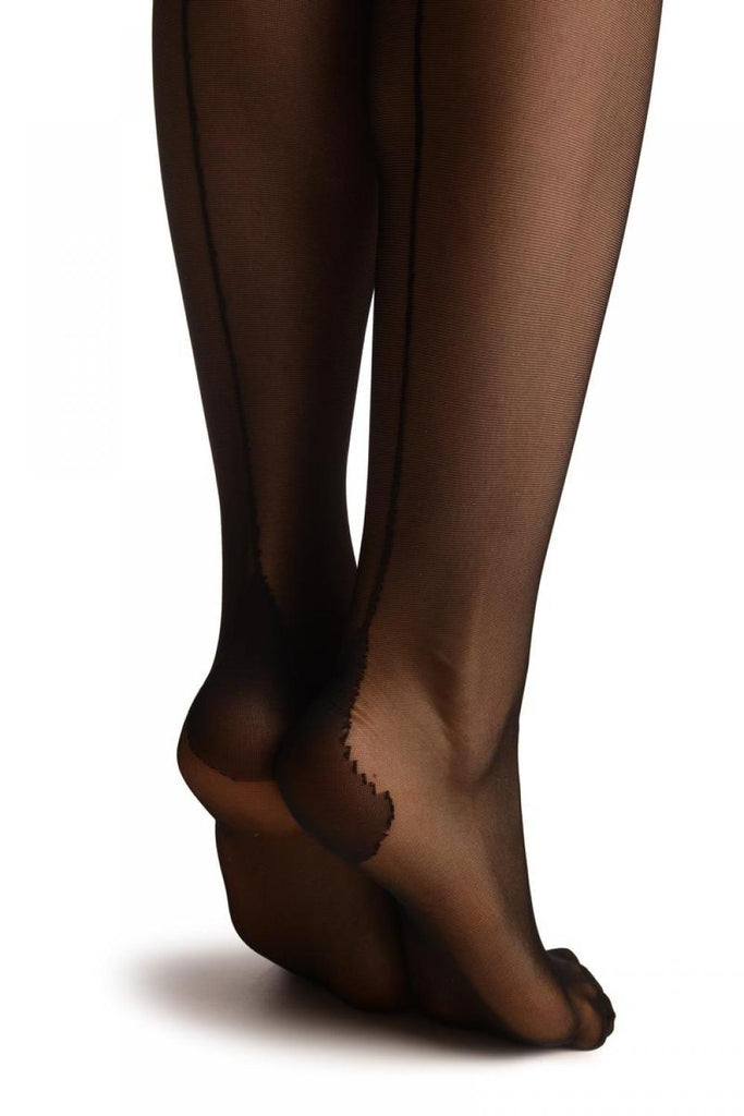 Liss Kiss Black With Seam & Vintage Panty With Heart - Tights